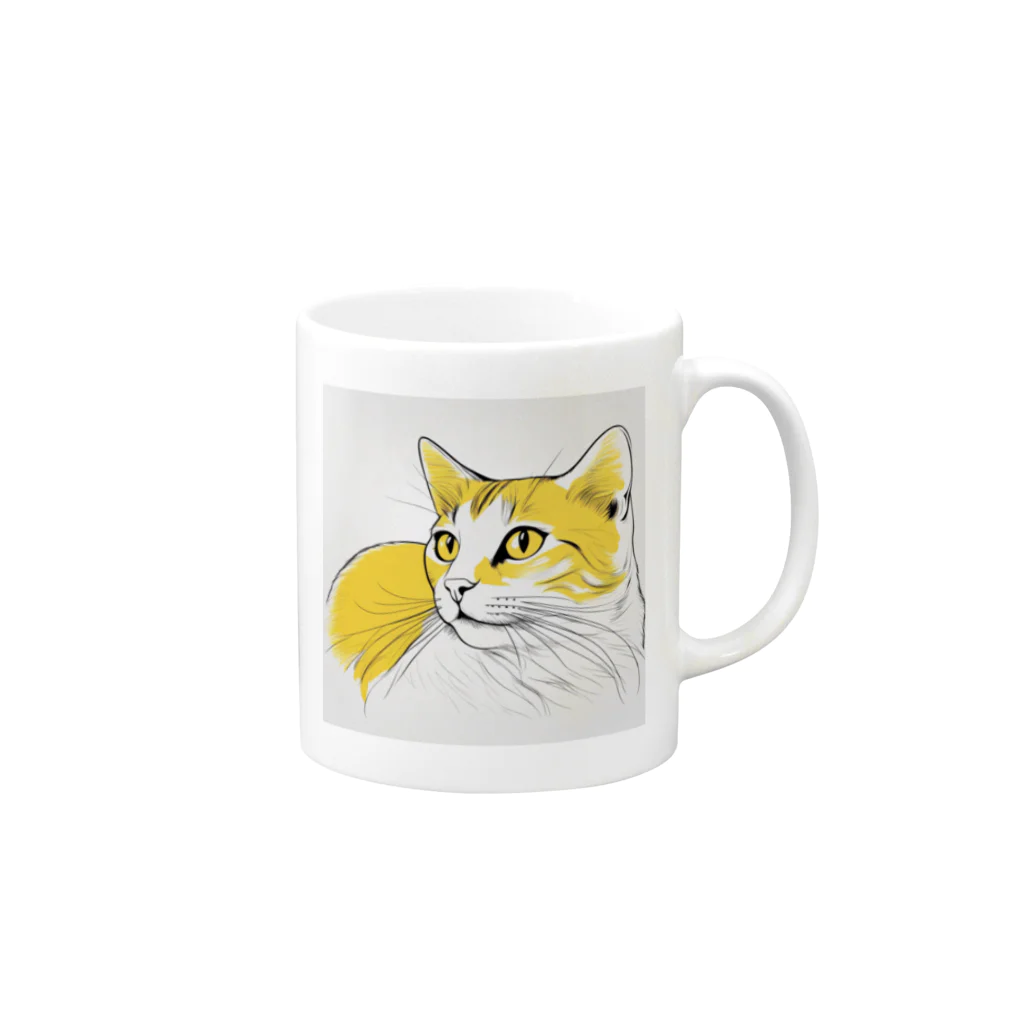 SerenDの猫スケッチ　たまにゃん Mug :right side of the handle