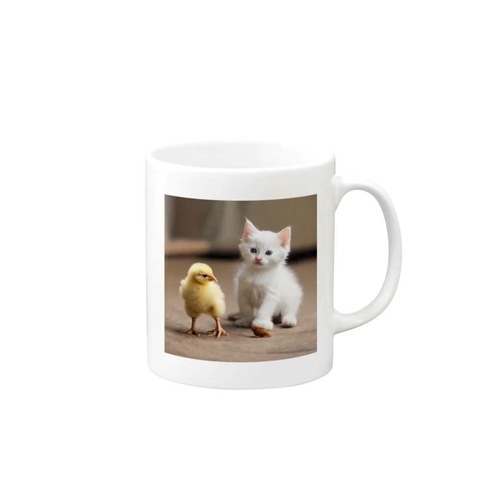 chocomegane0228の子猫とひよこ Mug :right side of the handle