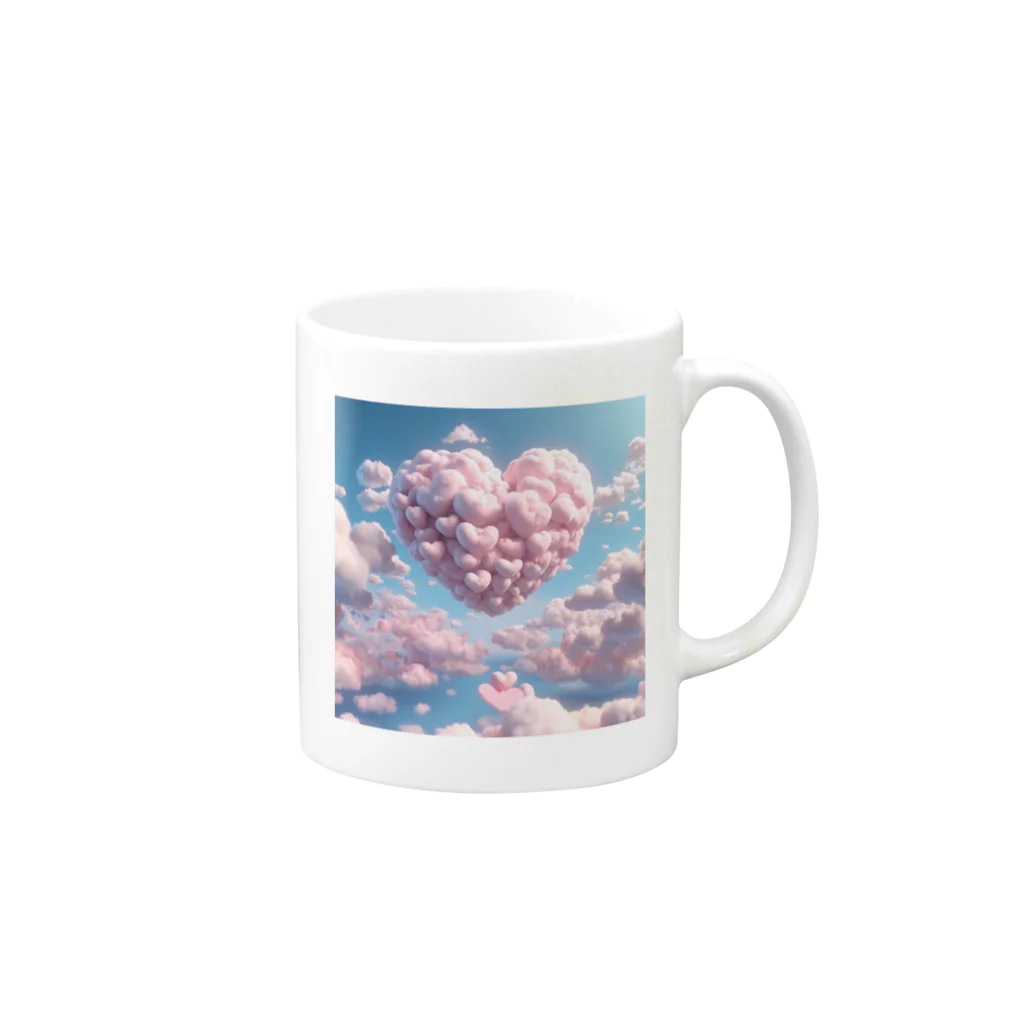 ツキノシタ/ tukinoshitaの空にハートの雲2 Mug :right side of the handle