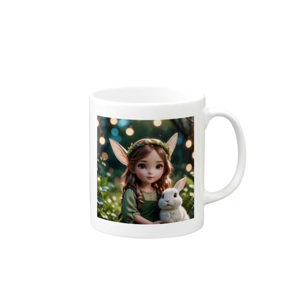 atto_usagiのフェアリーローズうさぎ Mug :right side of the handle