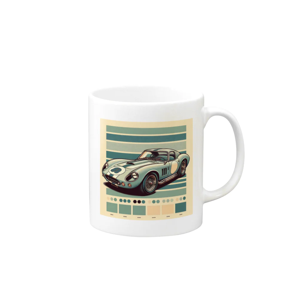 todatodatodaのレトロなスポーツカー Mug :right side of the handle