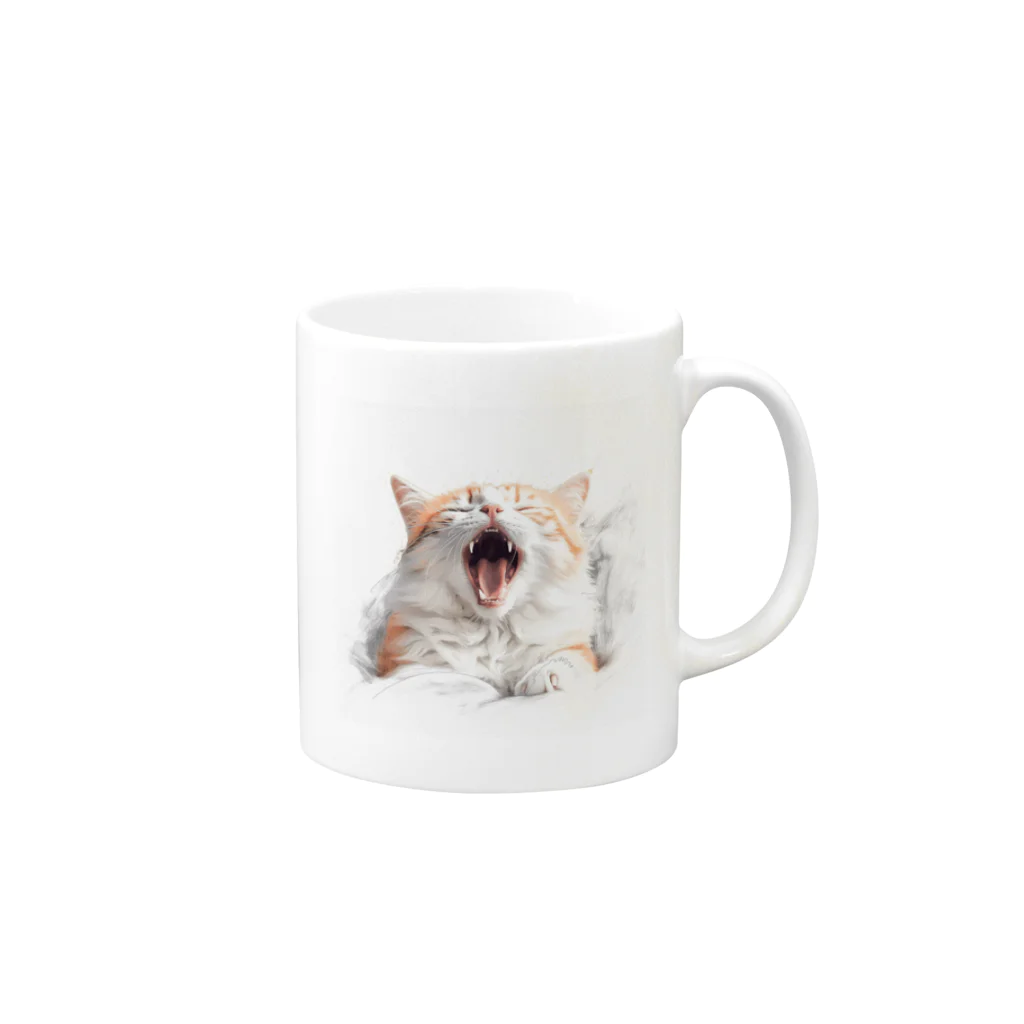 sasao9999の起床する猫ちゃん Mug :right side of the handle