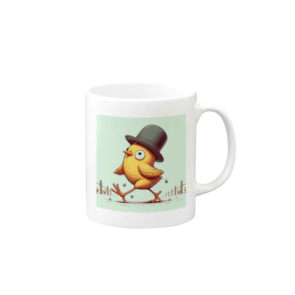 「動物ミリ屋」のピヨピヨ歩きましょ Mug :right side of the handle