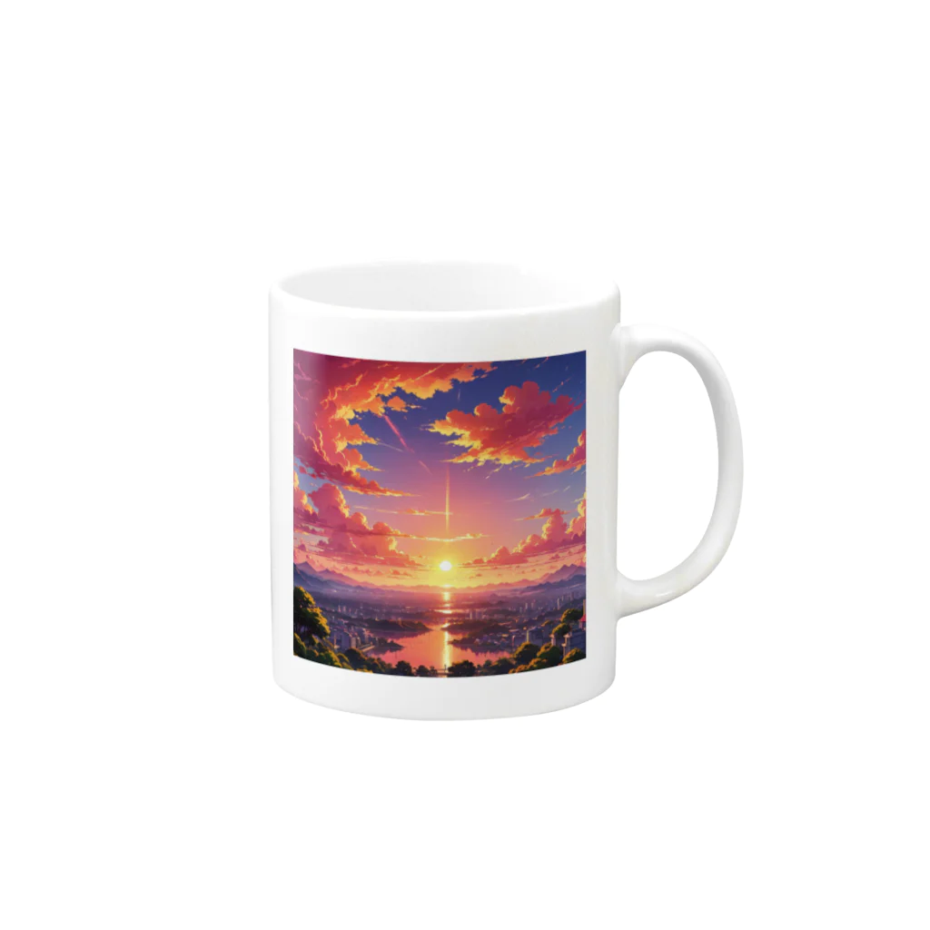 ikeikeikedaの街を照らす夕陽（景色シリーズ） Mug :right side of the handle