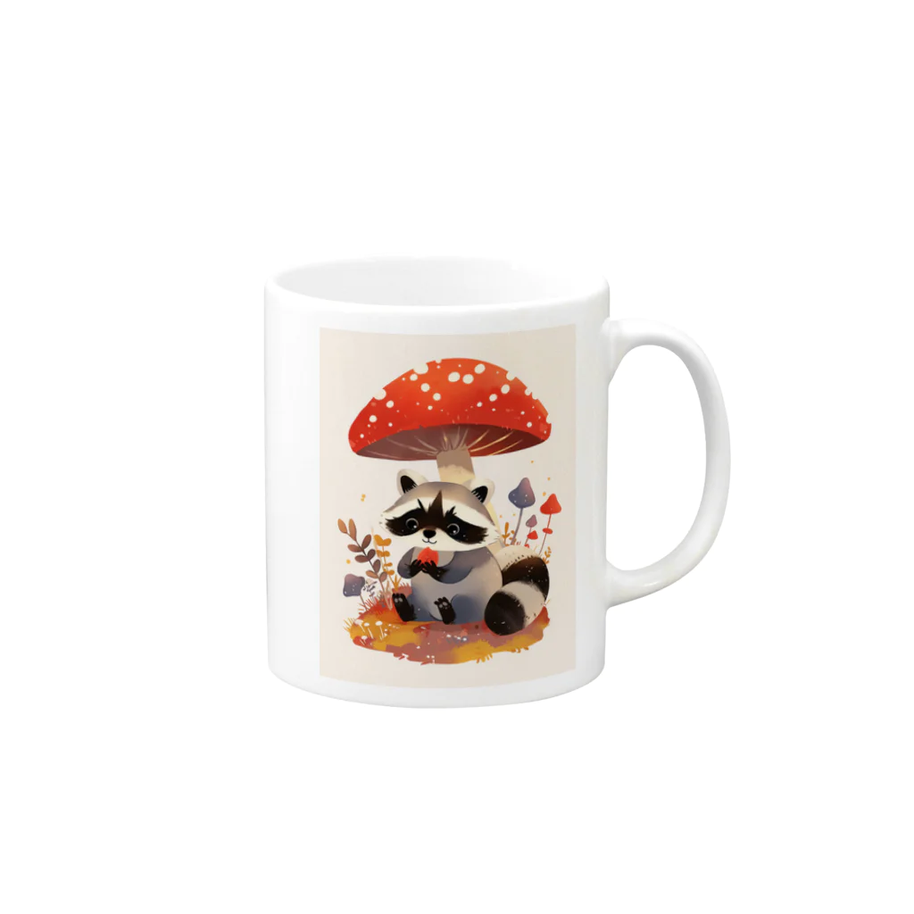 AQUAMETAVERSEのアライグマのお食事　Hime  2530 Mug :right side of the handle