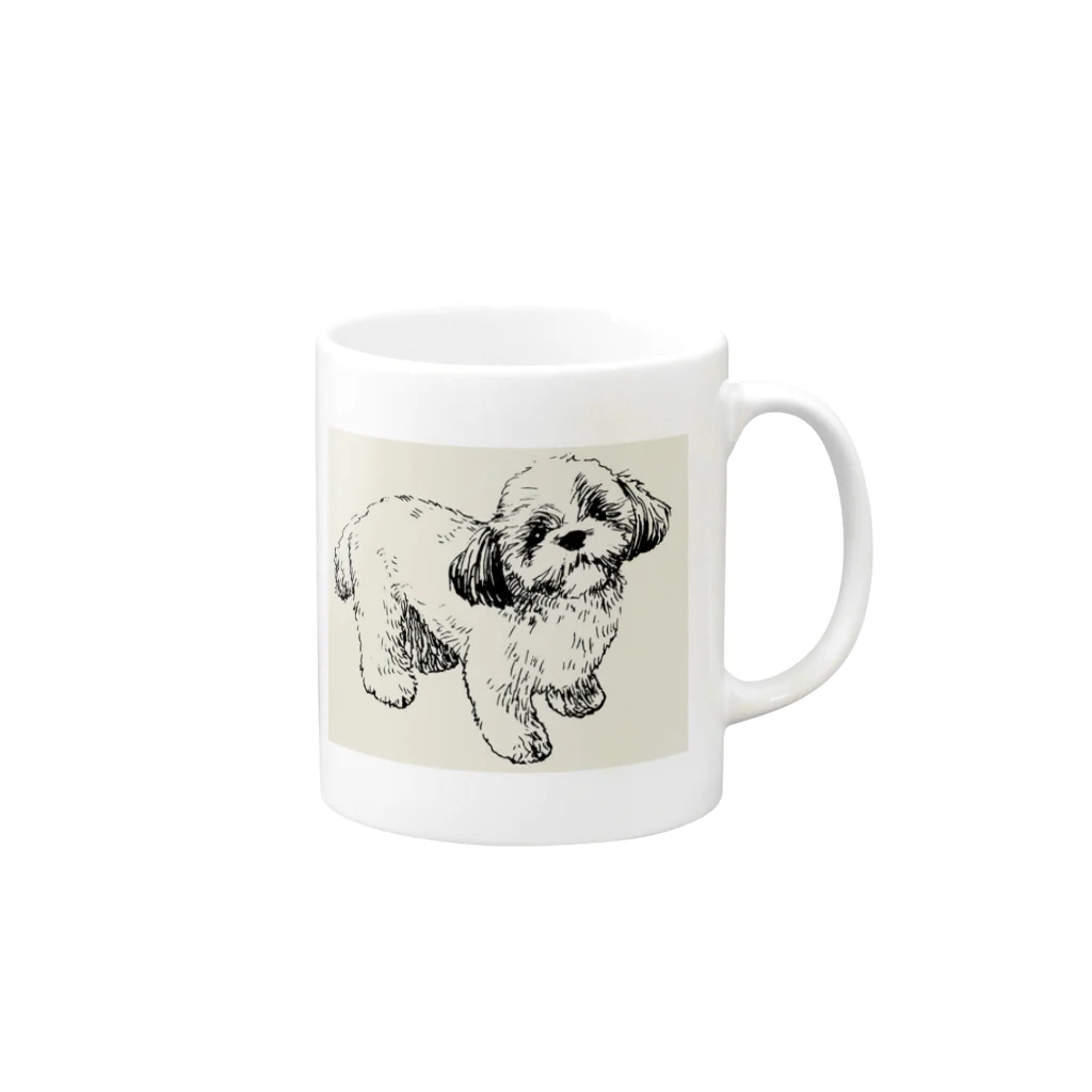 パグとミニブタの母のシーズー Mug :right side of the handle