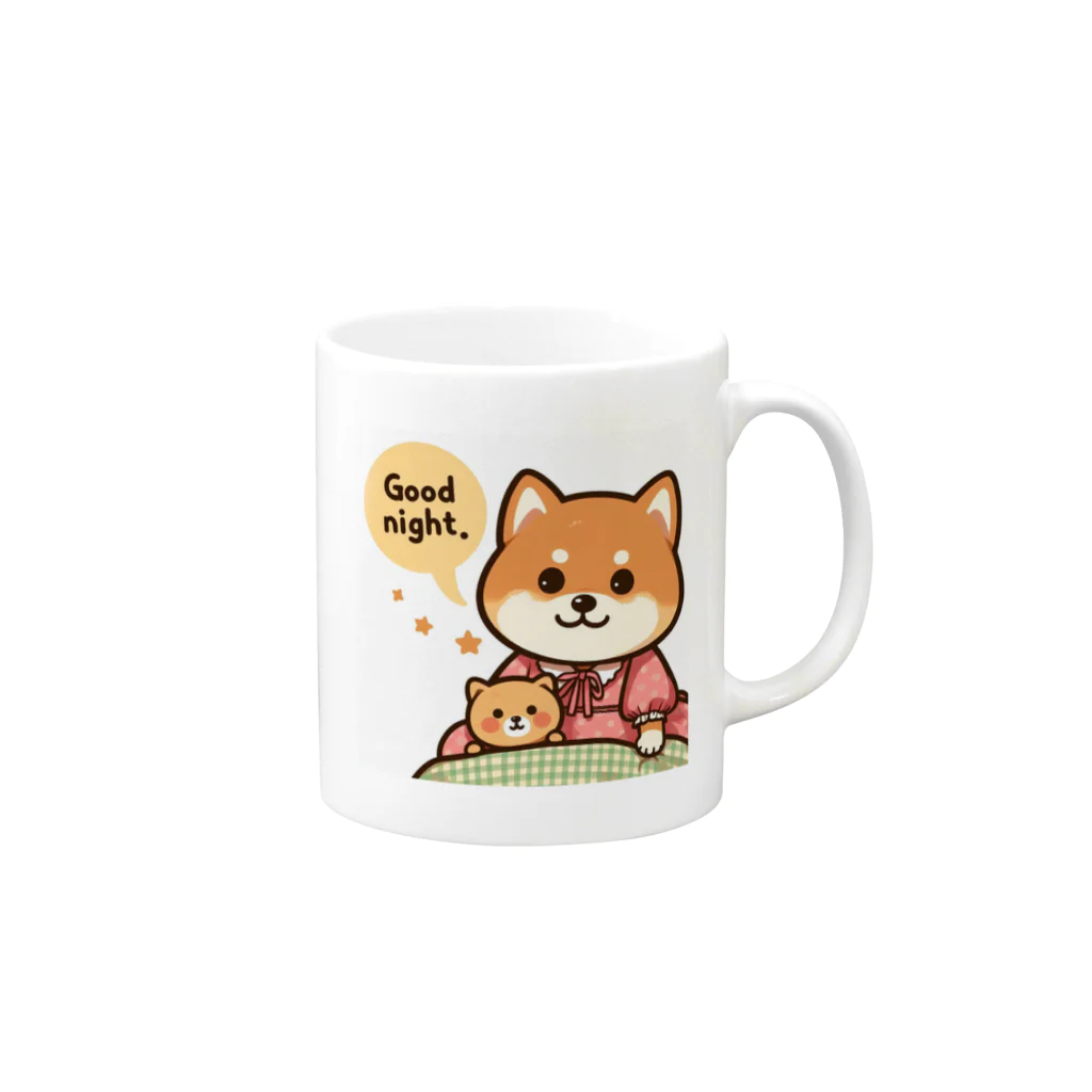 メアリーの今夜は可愛い柴犬スタンプで癒しの時間 Mug :right side of the handle