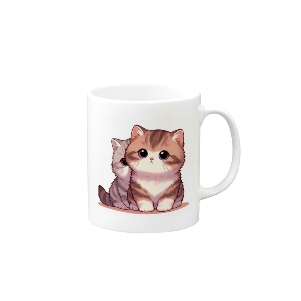 シマのかわいい子猫の兄弟 Mug :right side of the handle