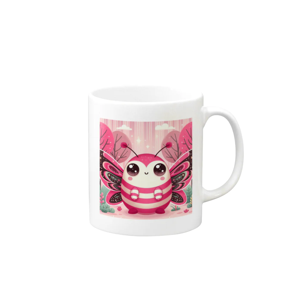 ゴマゴマ5050のピンク色の妖精が、そのかわいらしい大きな目であなたを見つめています Mug :right side of the handle