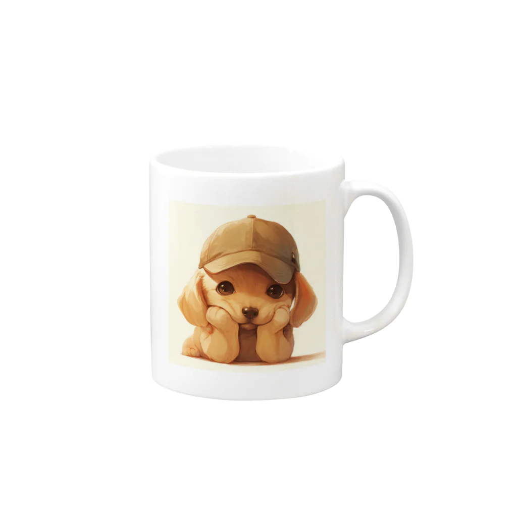 AQUAMETAVERSEのキャプをかぶった可愛い子犬 Marsa 106 Mug :right side of the handle