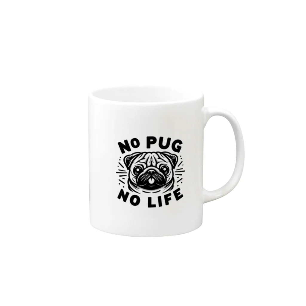 ペチャPECHA堂のパグのいない人生なんて Mug :right side of the handle