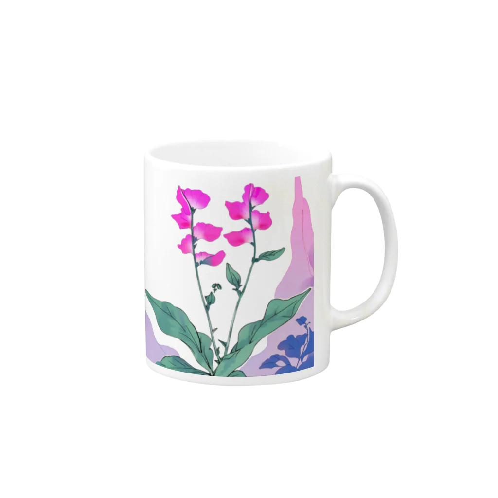 RetrowaveFlowerのRetrowaveFlower-スイートピー- Mug :right side of the handle