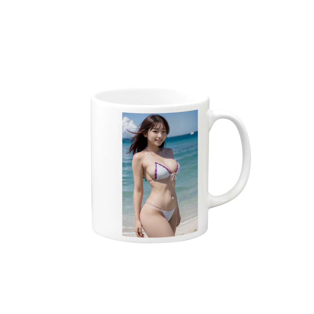 kamakirin011のAI美女の水着姿 005 Mug :right side of the handle