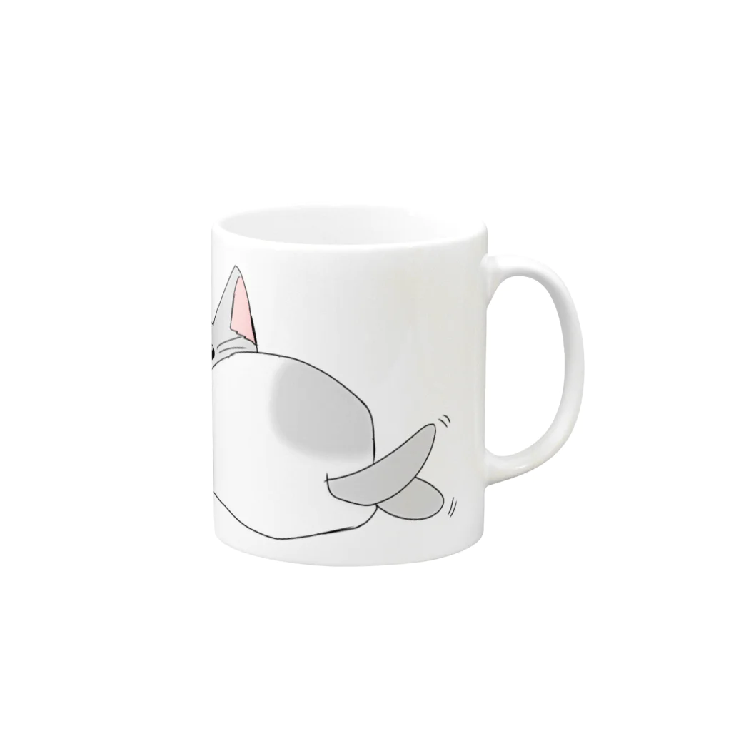 MOCHI Shopの無言の圧な猫 Mug :right side of the handle