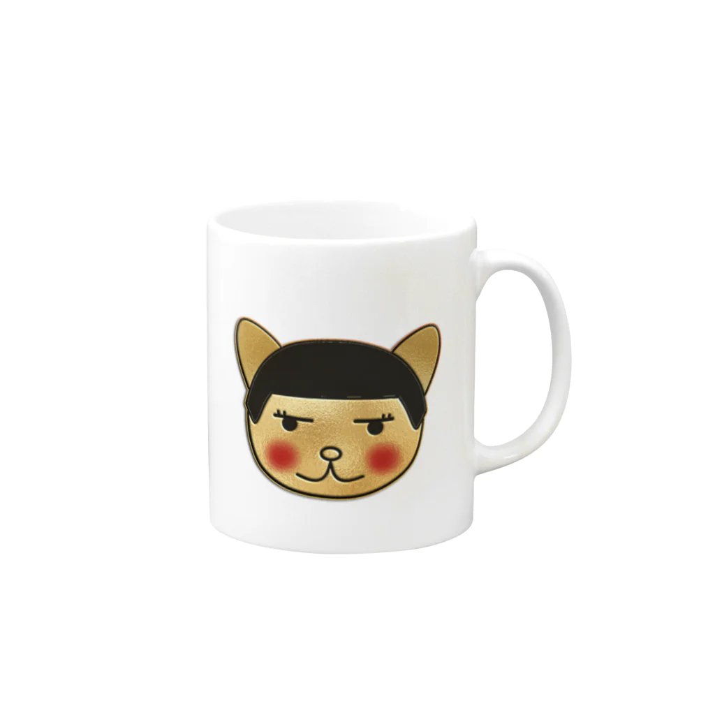 majohanaのひとにゃんゴールド Mug :right side of the handle