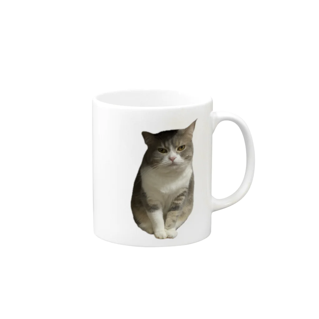 むっちり猫のむっちり丸の不機嫌な美猫 ミロ姫 Mug :right side of the handle