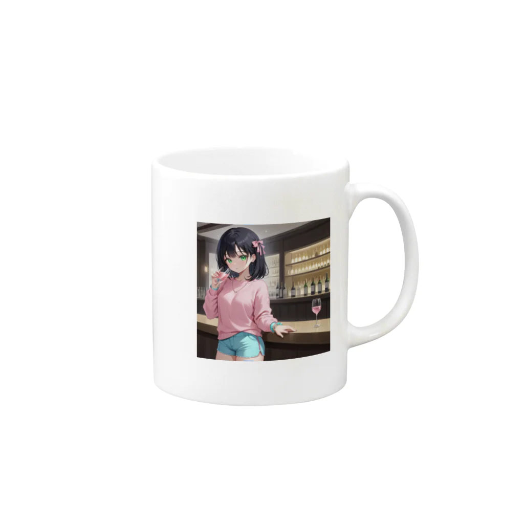 AIデザインちゃんの酒豪AIちゃん　ロリ系女子のワイン愛好家 Mug :right side of the handle