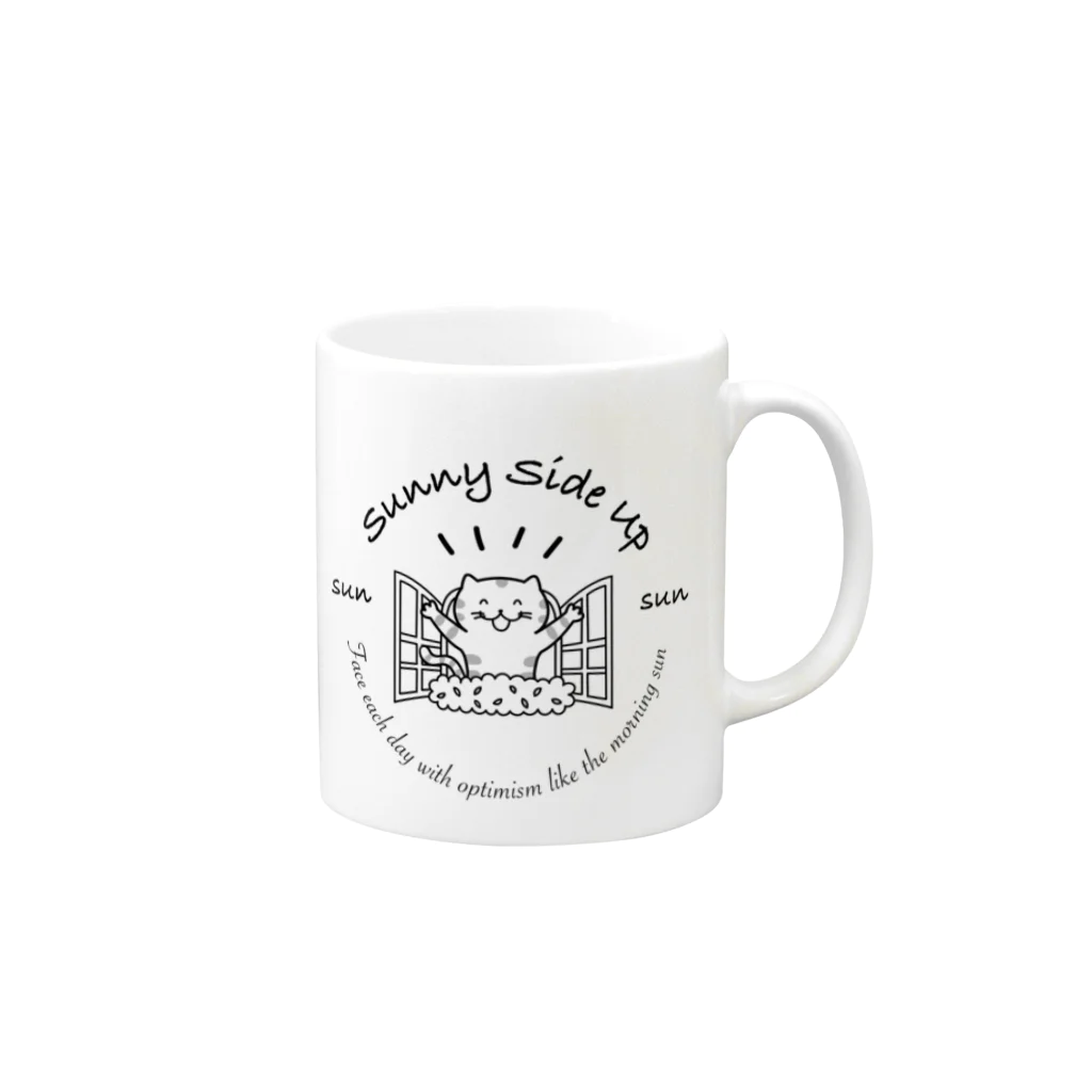 カワラリマーのSunny Side Up(猫) Mug :right side of the handle