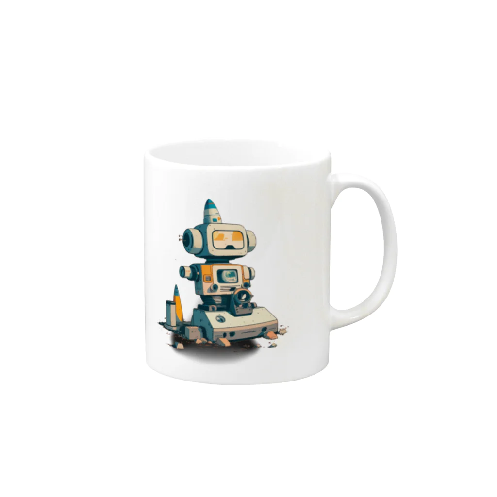 mirinconixのいろいろと四角いレトロなガラクタロボットくん Mug :right side of the handle