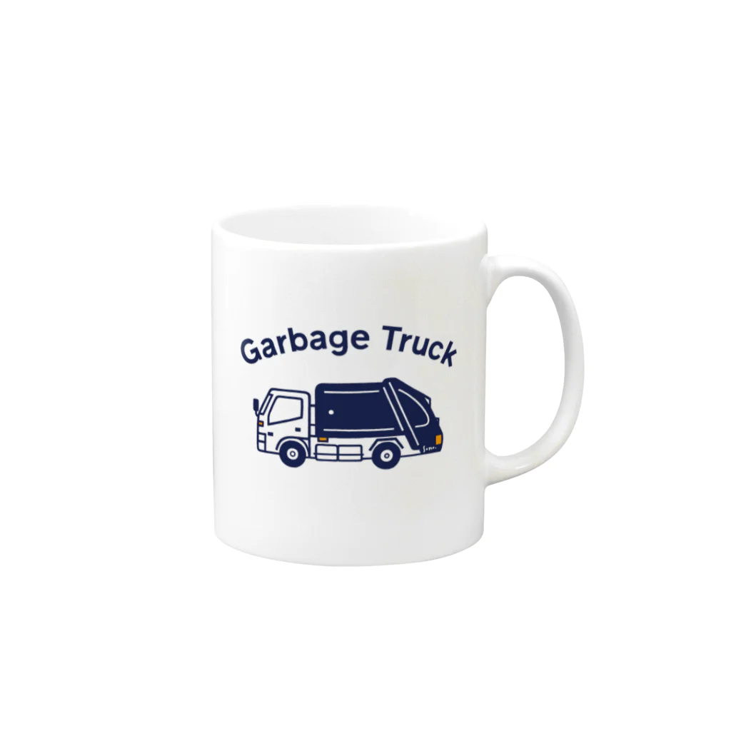 さはらそのこ｜イラストレーターの清掃車　Garbage Truck 머그컵の取っ手の右面