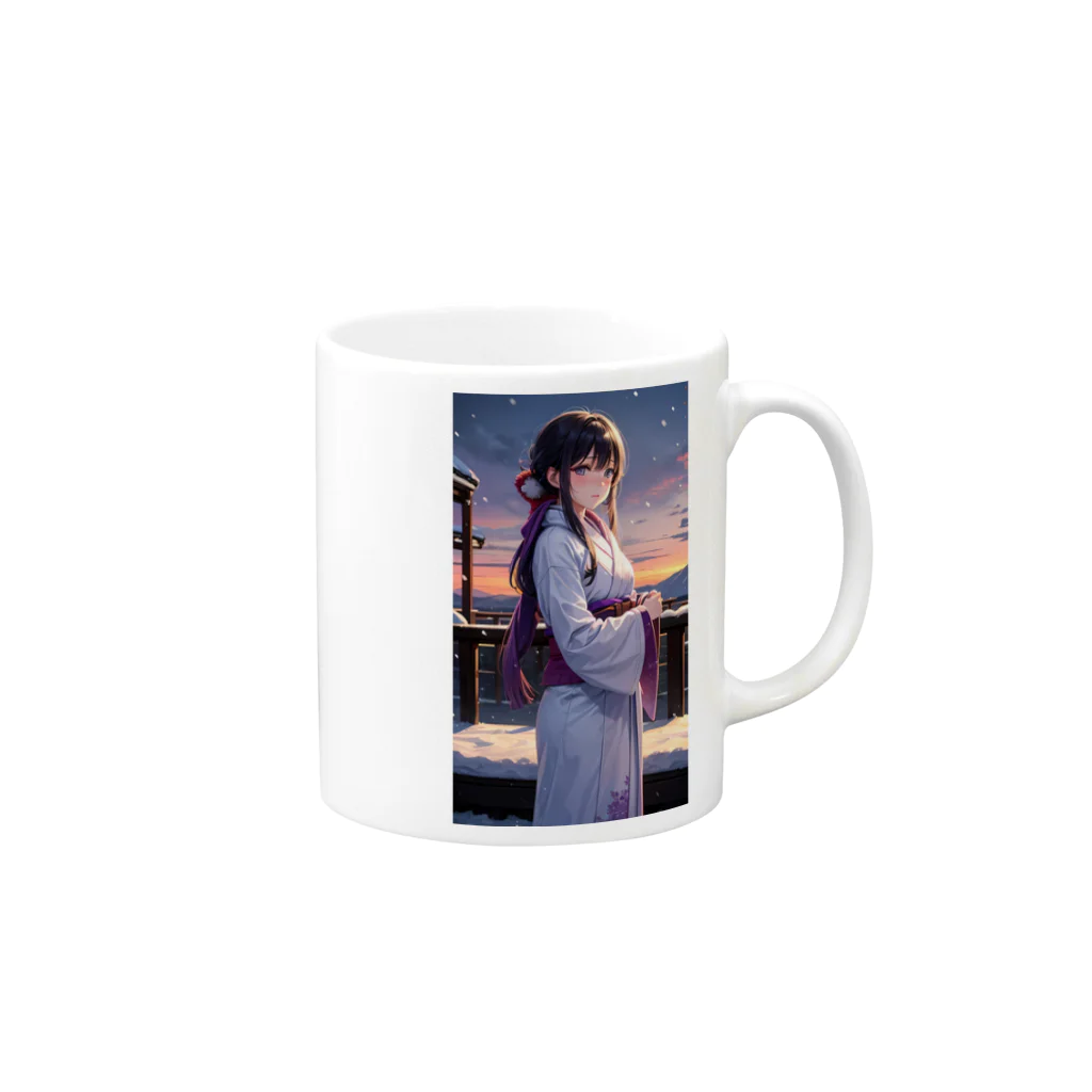 kimono_musume  AI artのscene5 Mug :right side of the handle