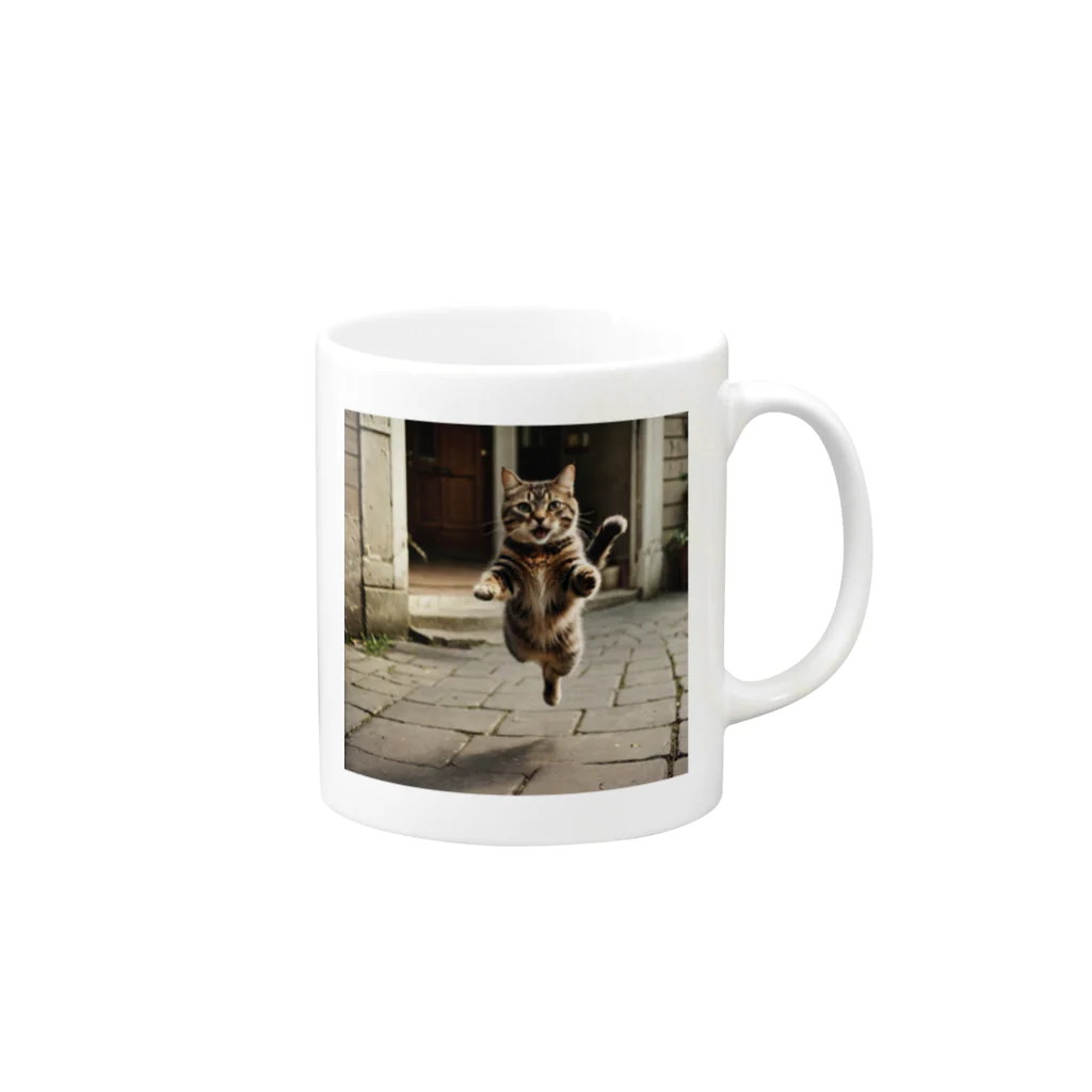 Suminekoのジャンプする猫さん Mug :right side of the handle