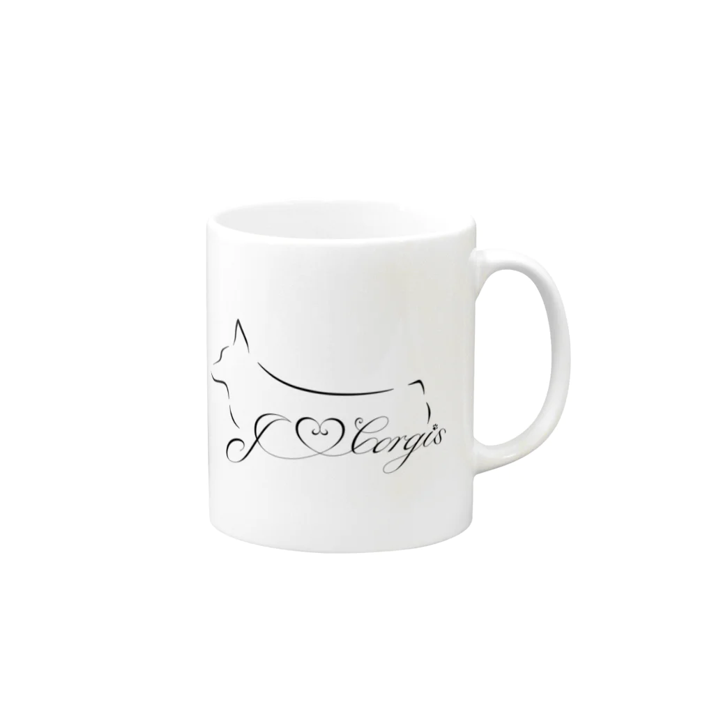 ORCATのI Love Corgis （ロゴブラック） Mug :right side of the handle
