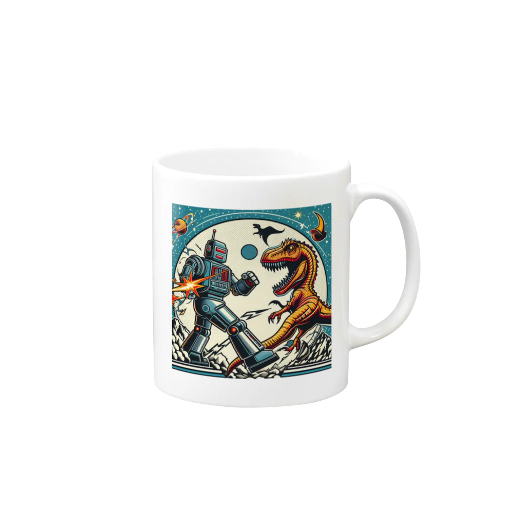 Y..Tのロボットと恐竜の戦いシリーズ Mug :right side of the handle