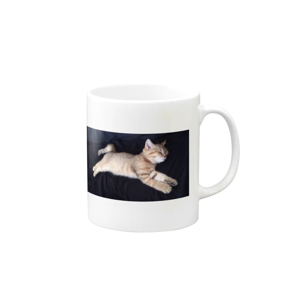 rootの抜け殻のねこちゃん1号0歳 Mug :right side of the handle