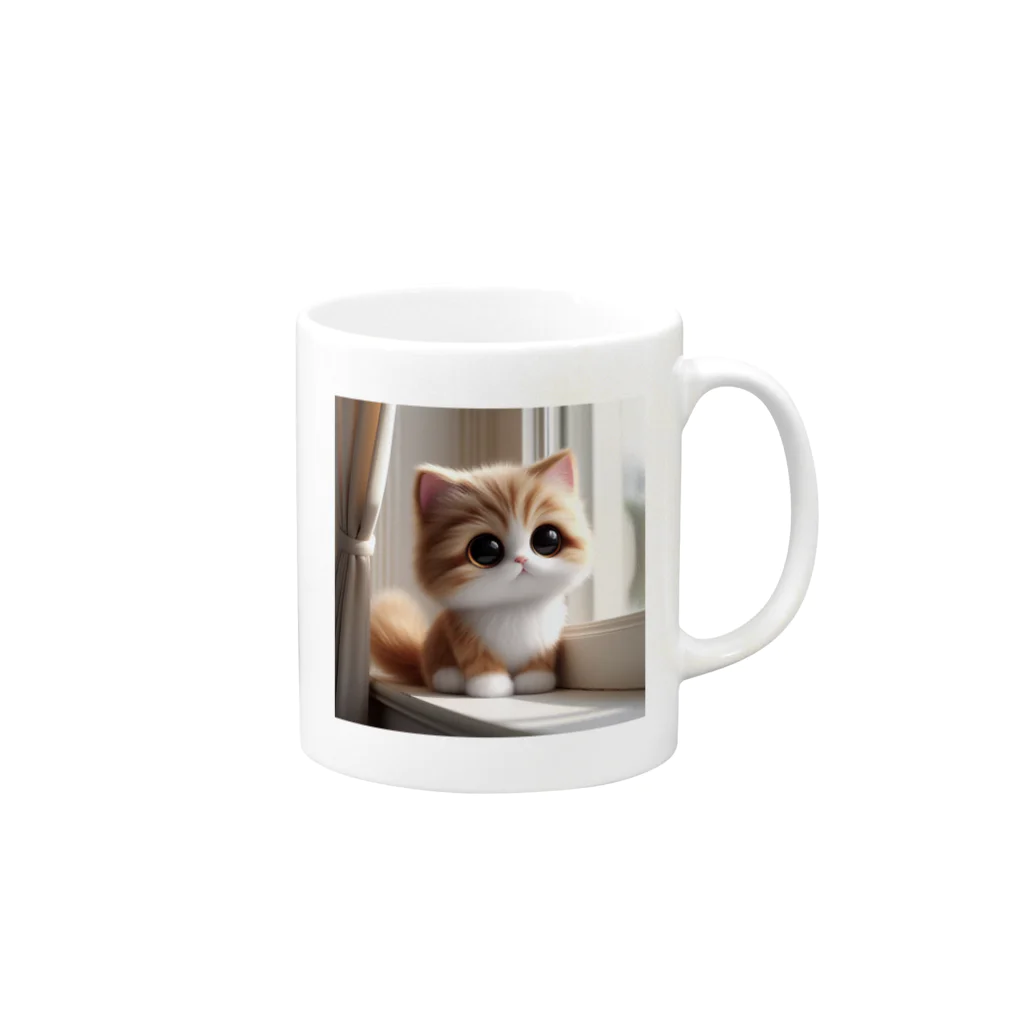 TAKEBOONのぷくぷくキャット Mug :right side of the handle