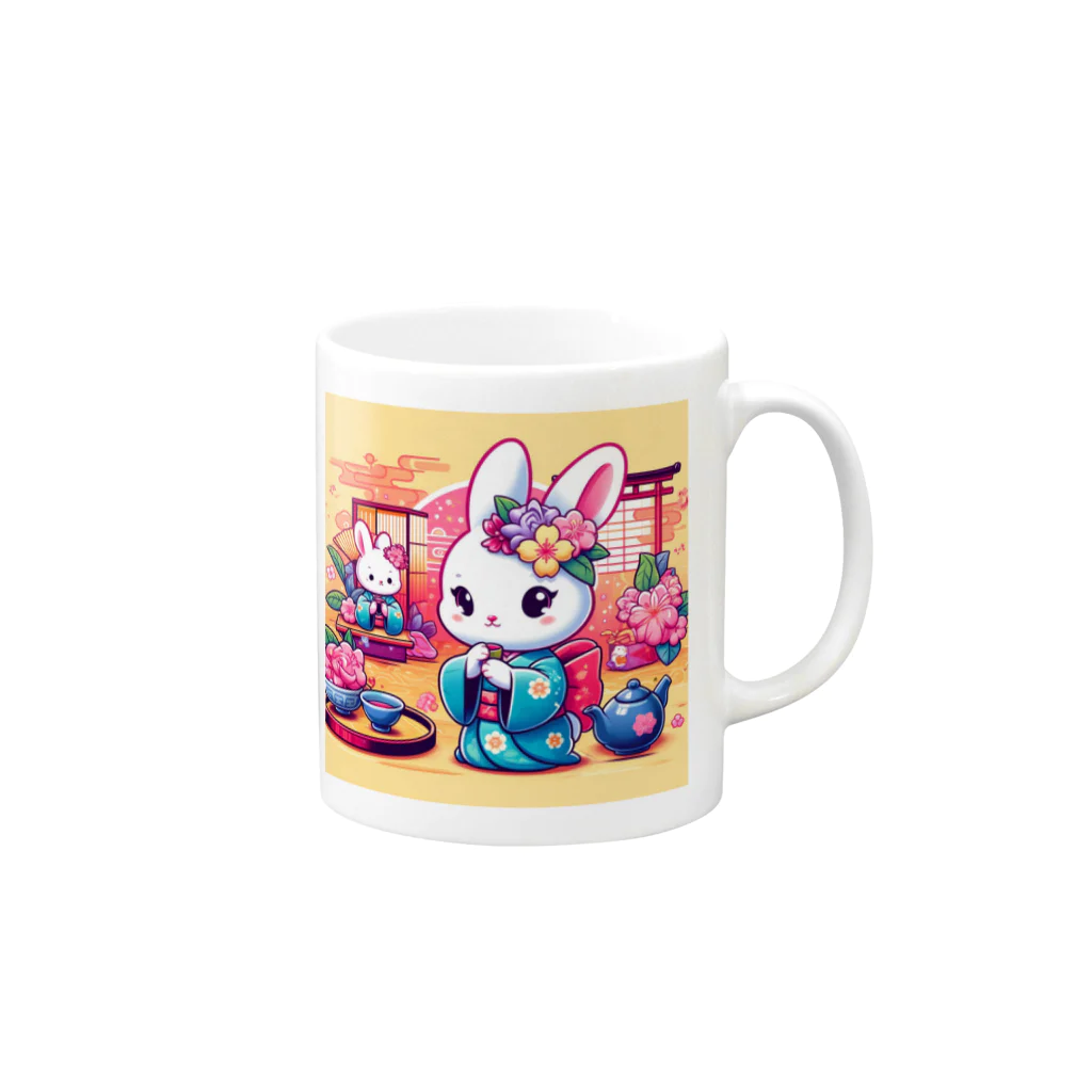 にこにこ雑貨店の文化の継承者 - 和風うさぎ Mug :right side of the handle