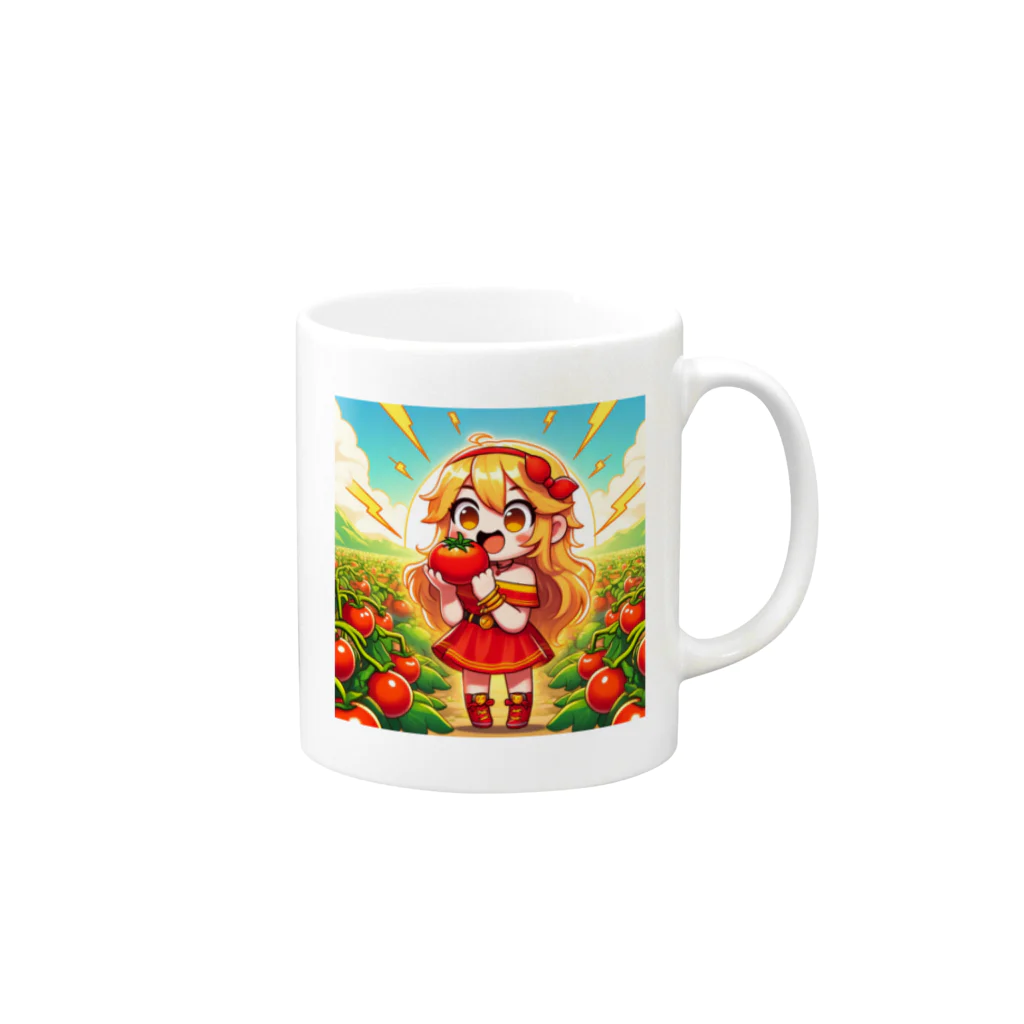 bottaの可愛い、リコピン、トマト食べてる Mug :right side of the handle