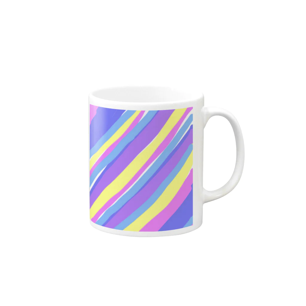 rollのストライプ　斜め Mug :right side of the handle