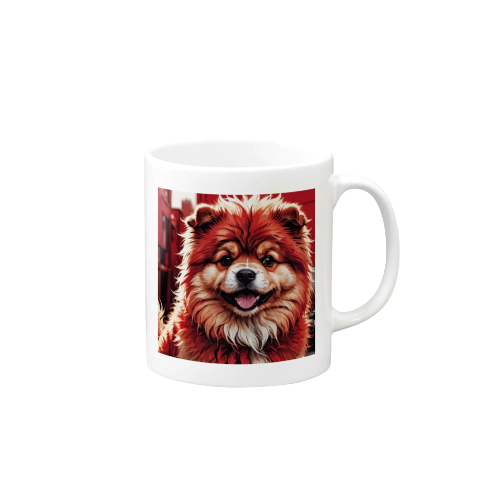 アニマルゲッツ-H3のふわふわ犬 Mug :right side of the handle