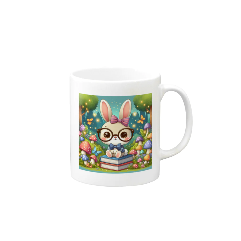 denyo dreamのウサギのアマリリス Mug :right side of the handle