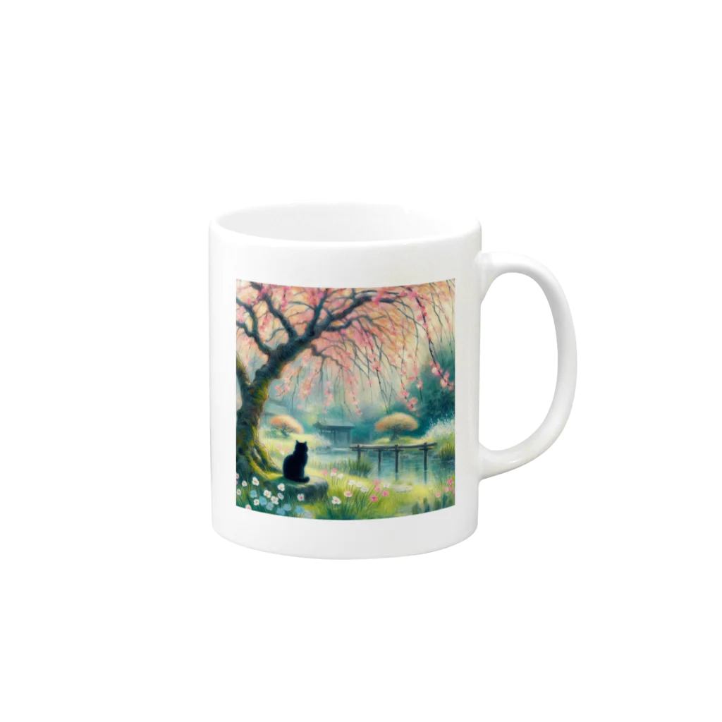 西野んカンパニーの風景と猫1 Mug :right side of the handle