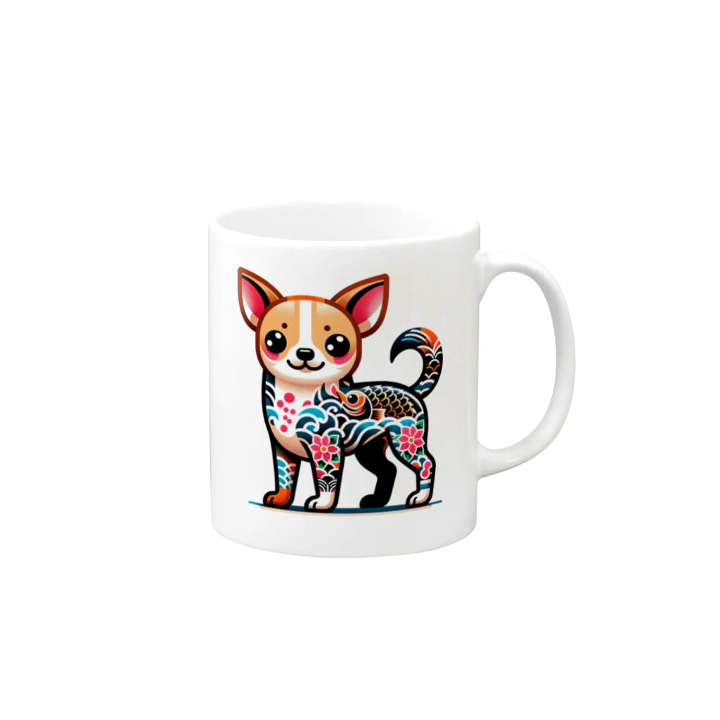 タトゥー動物園のタトゥーが入ったチワワ Mug :right side of the handle