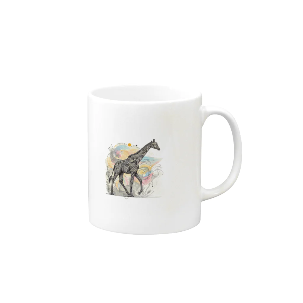 Tシャツピークスのキリンジラフ Mug :right side of the handle