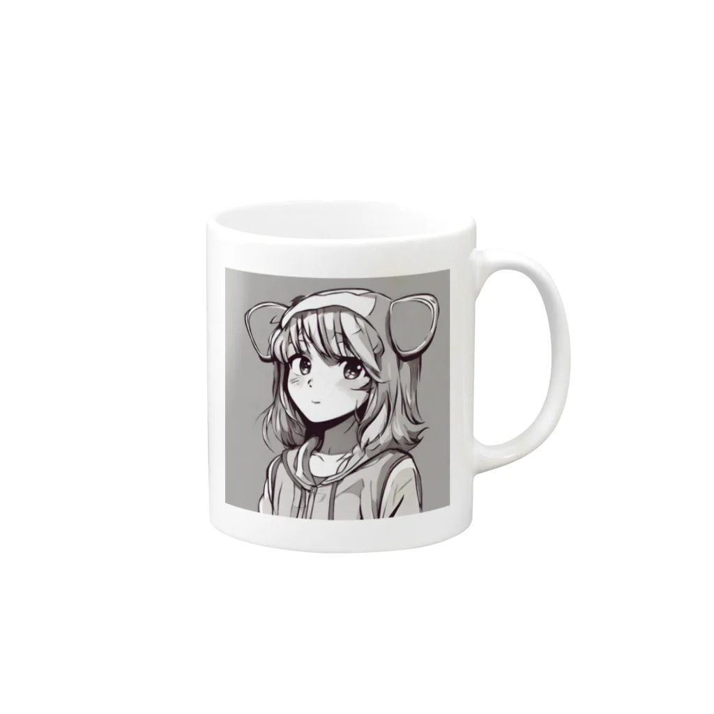 Mahaloのパーカーの女の子 Mug :right side of the handle