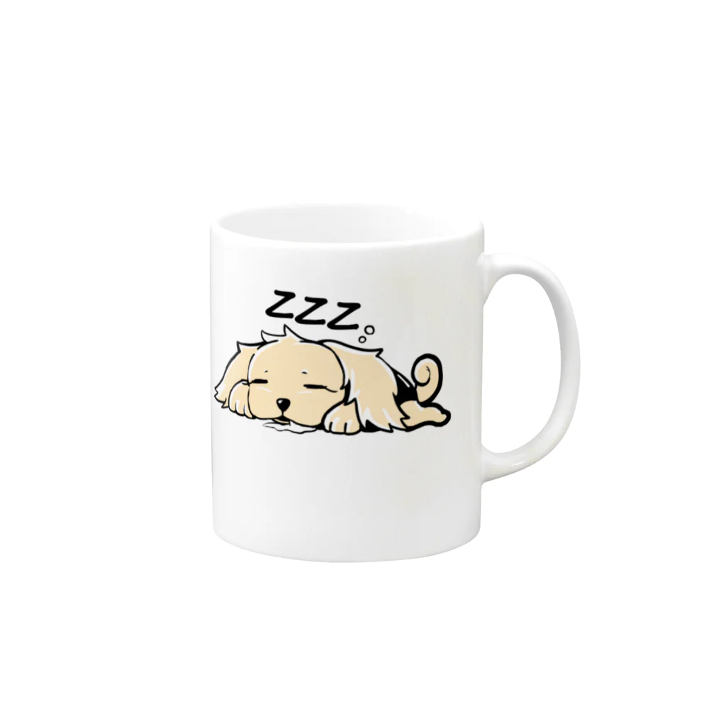 AnziNifaの寝ているワンちゃん　アンジー Mug :right side of the handle