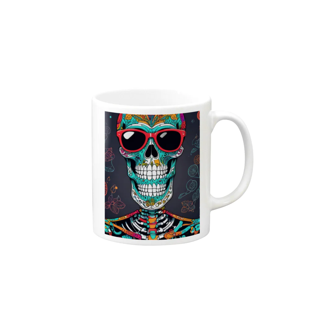 Skeletonのダイナミックなガイコツアート！ Mug :right side of the handle