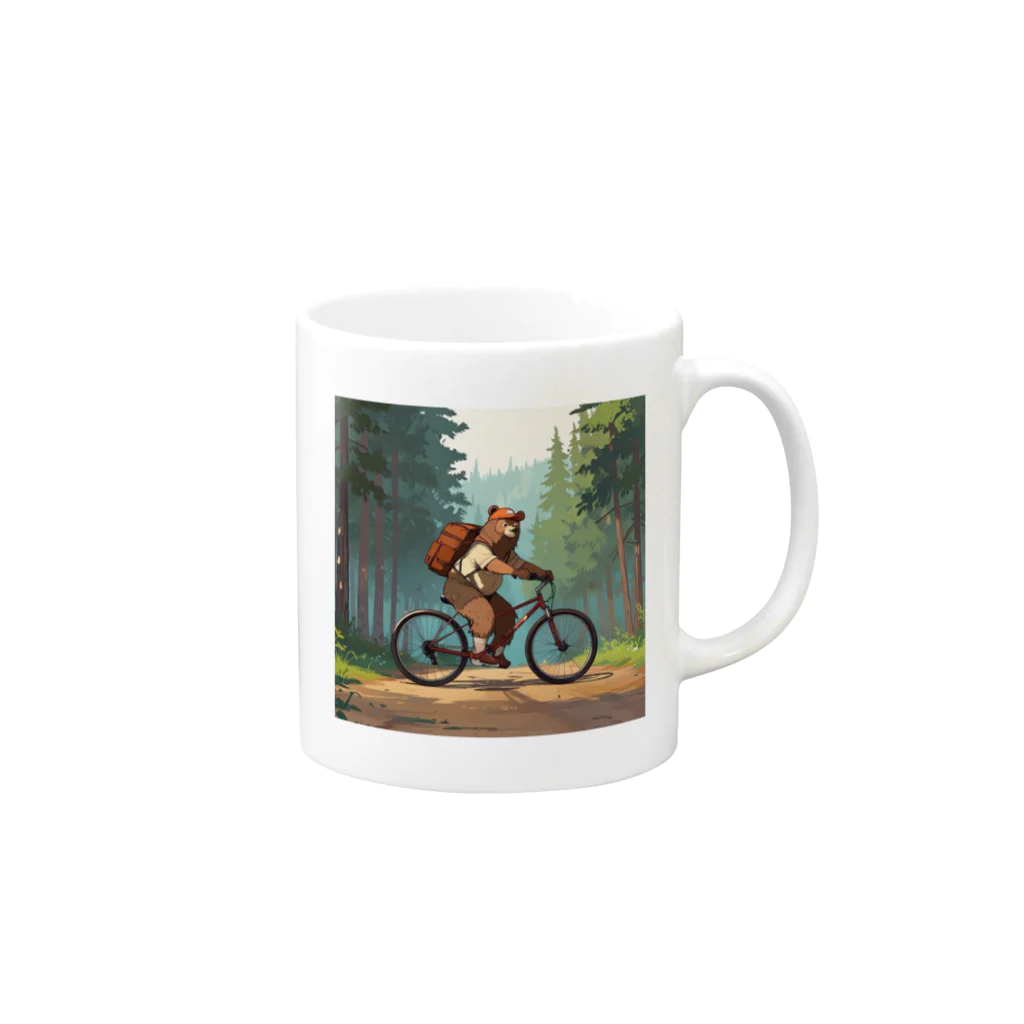 ganeshaのクマとサイクリング.. png Mug :right side of the handle