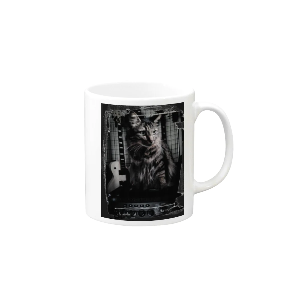 兎猫庵のKOHAKU黒枠 Mug :right side of the handle