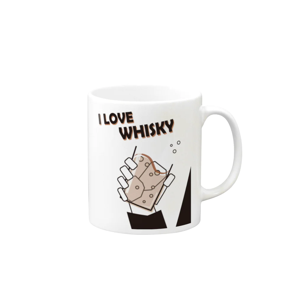 I LOVE【WHISKEY】SHOPのI LOVE WHISKEY-01 マグカップの取っ手の右面