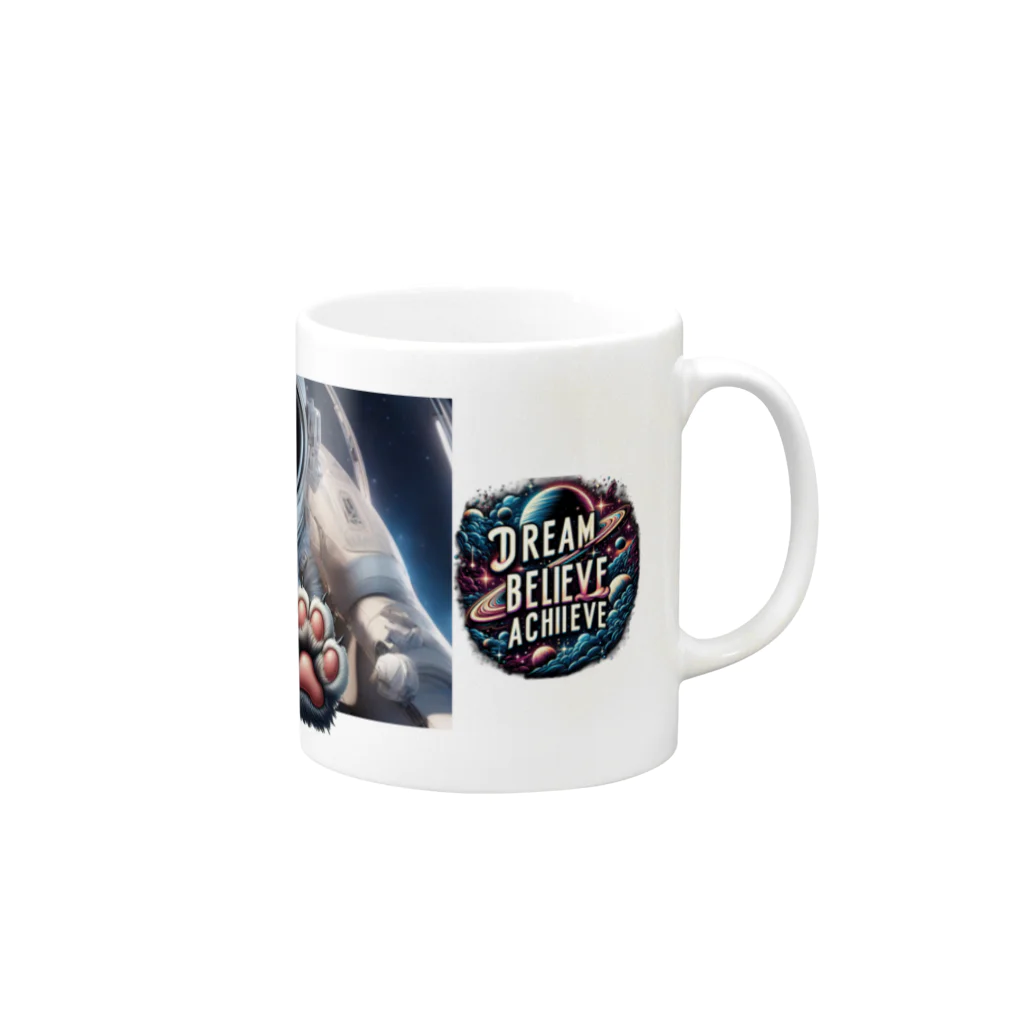 DivineFelineXprsnsの素敵な宇宙服を着た猫「スターライト」 Mug :right side of the handle