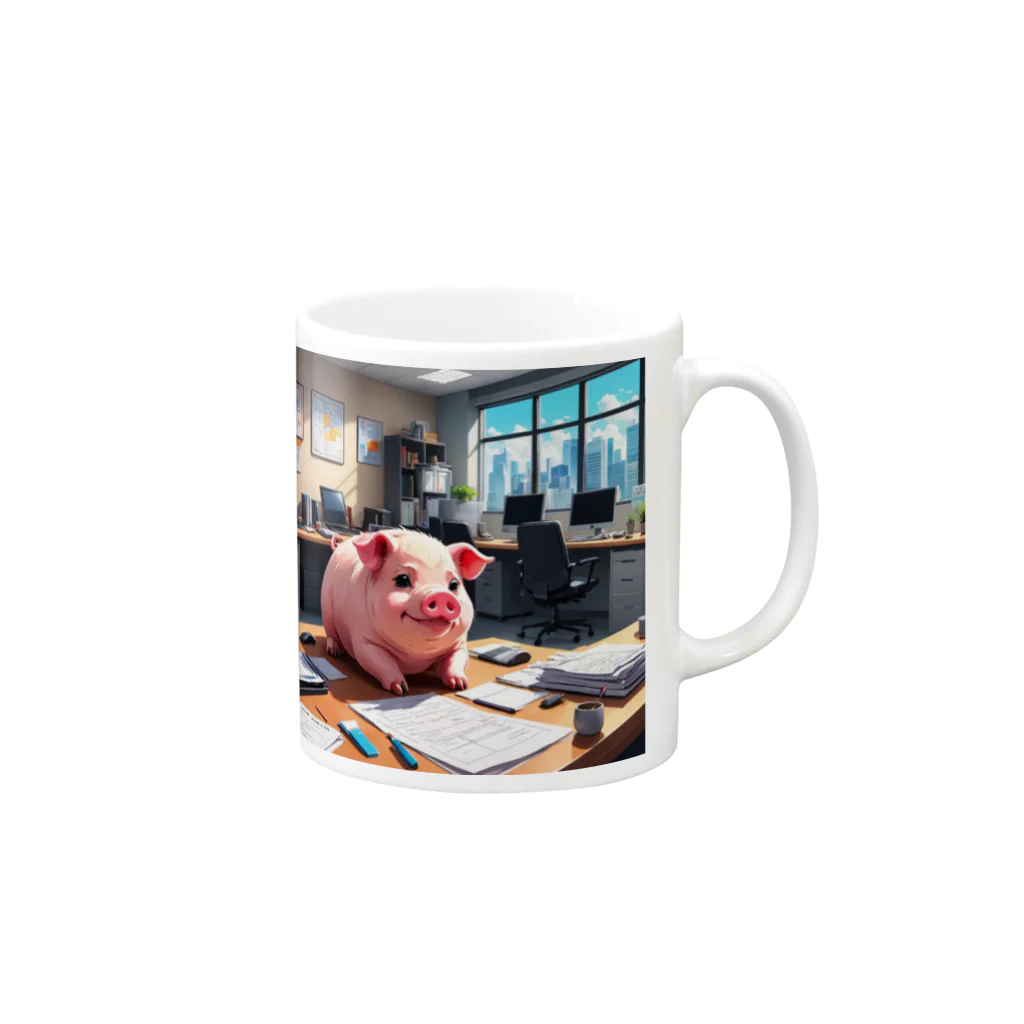 MTHの社内のたすくのすけじゅーりんぐをうみにぶた行 Mug :right side of the handle