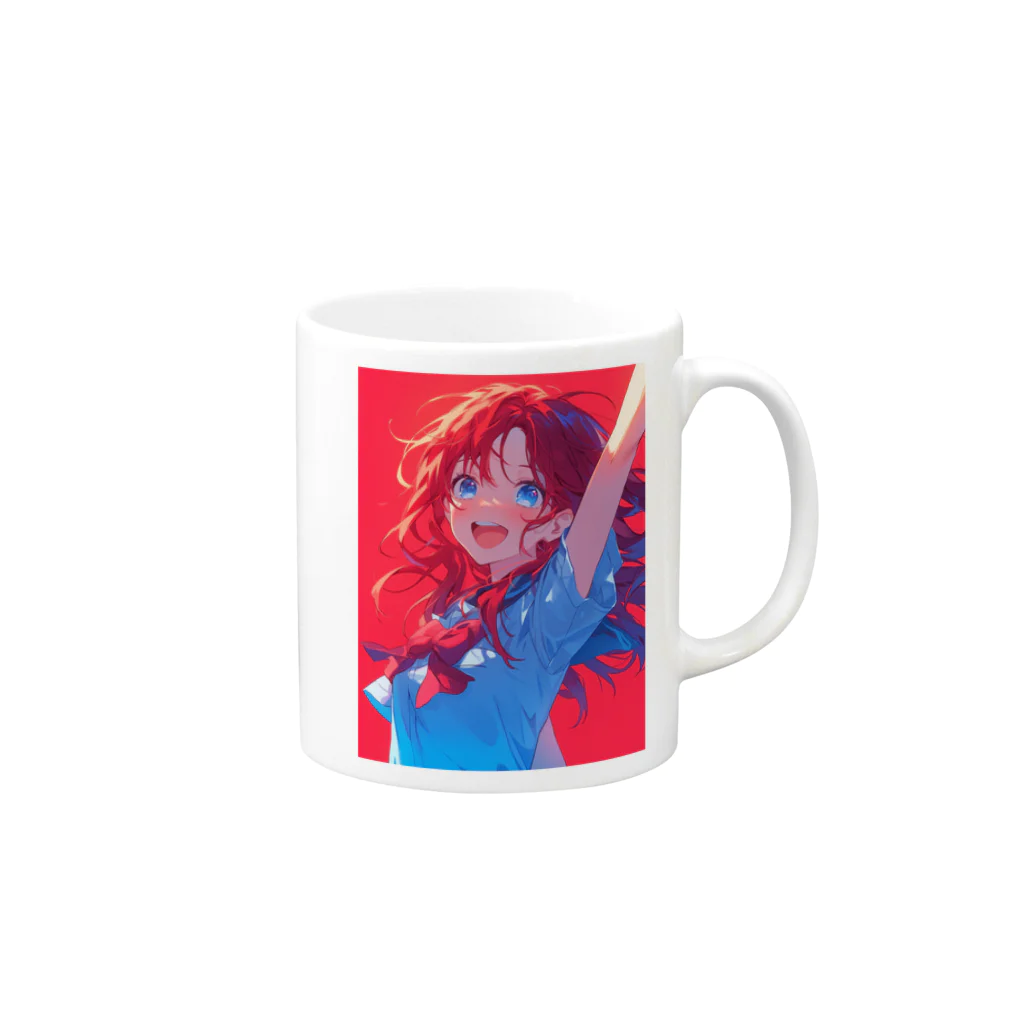 雪見ひよの赤髪の幼馴染系女子 Mug :right side of the handle