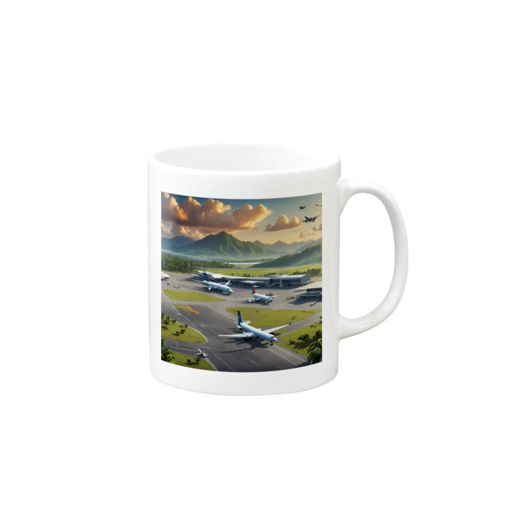 TakeKAKEのお洒落な常夏の空港風景 Mug :right side of the handle