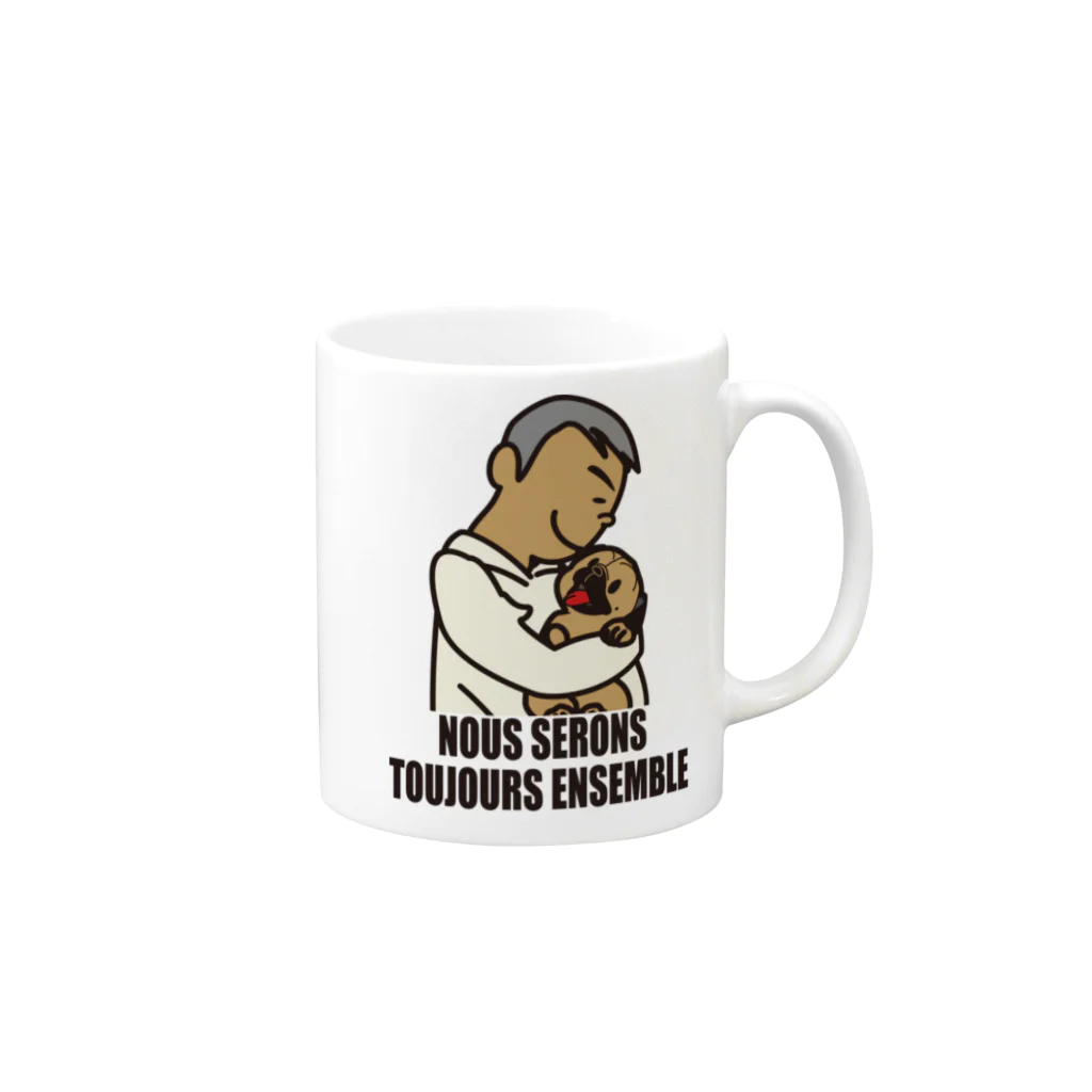BEAM's STOREの【パパとわんこ（papa et chien)】Nous serons toujours ensemble. Mug :right side of the handle