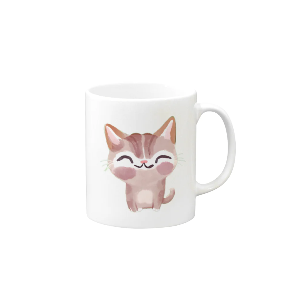 青黒黄色の猫の癒し Mug :right side of the handle